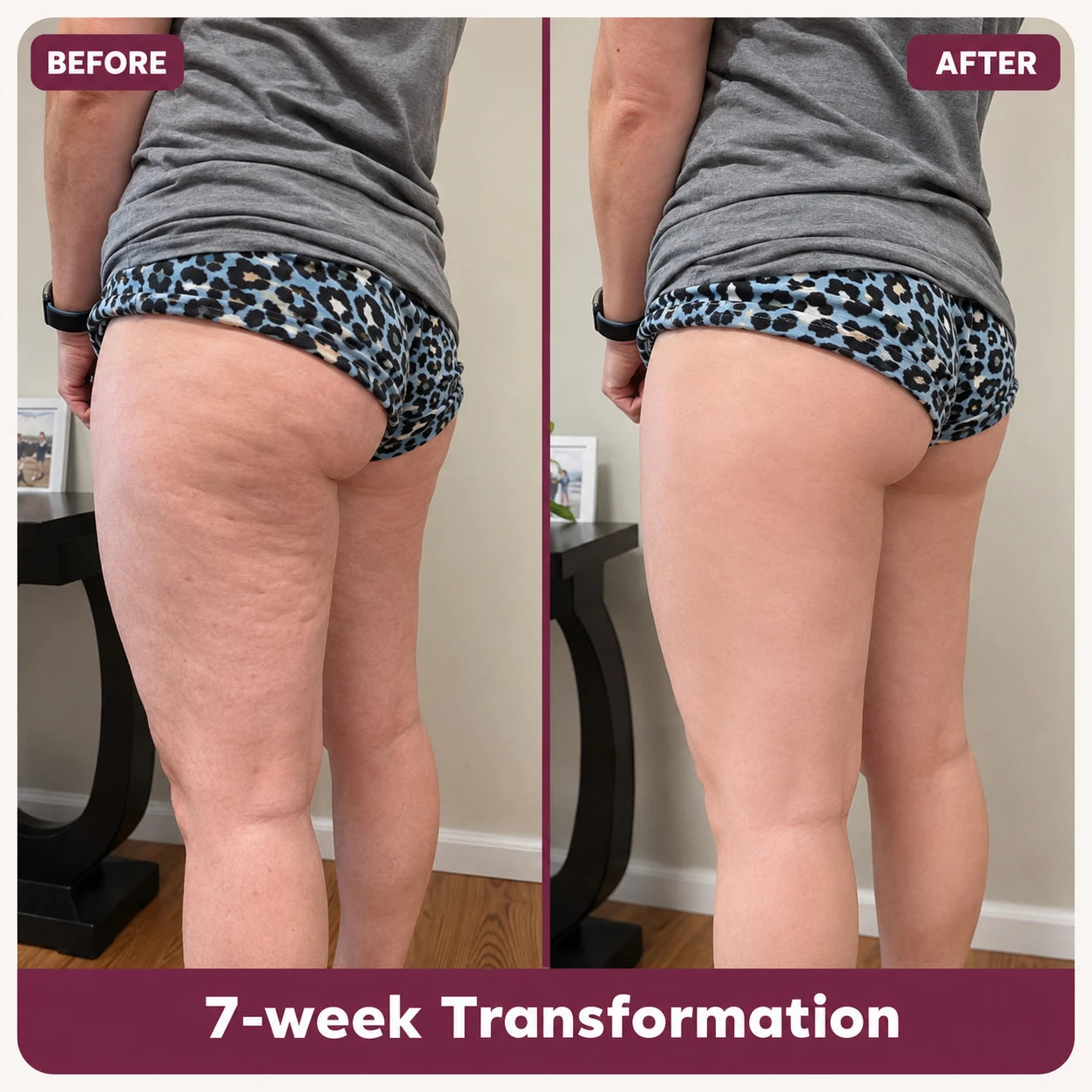 Before and after wearing the 3D Sculpting Leggings