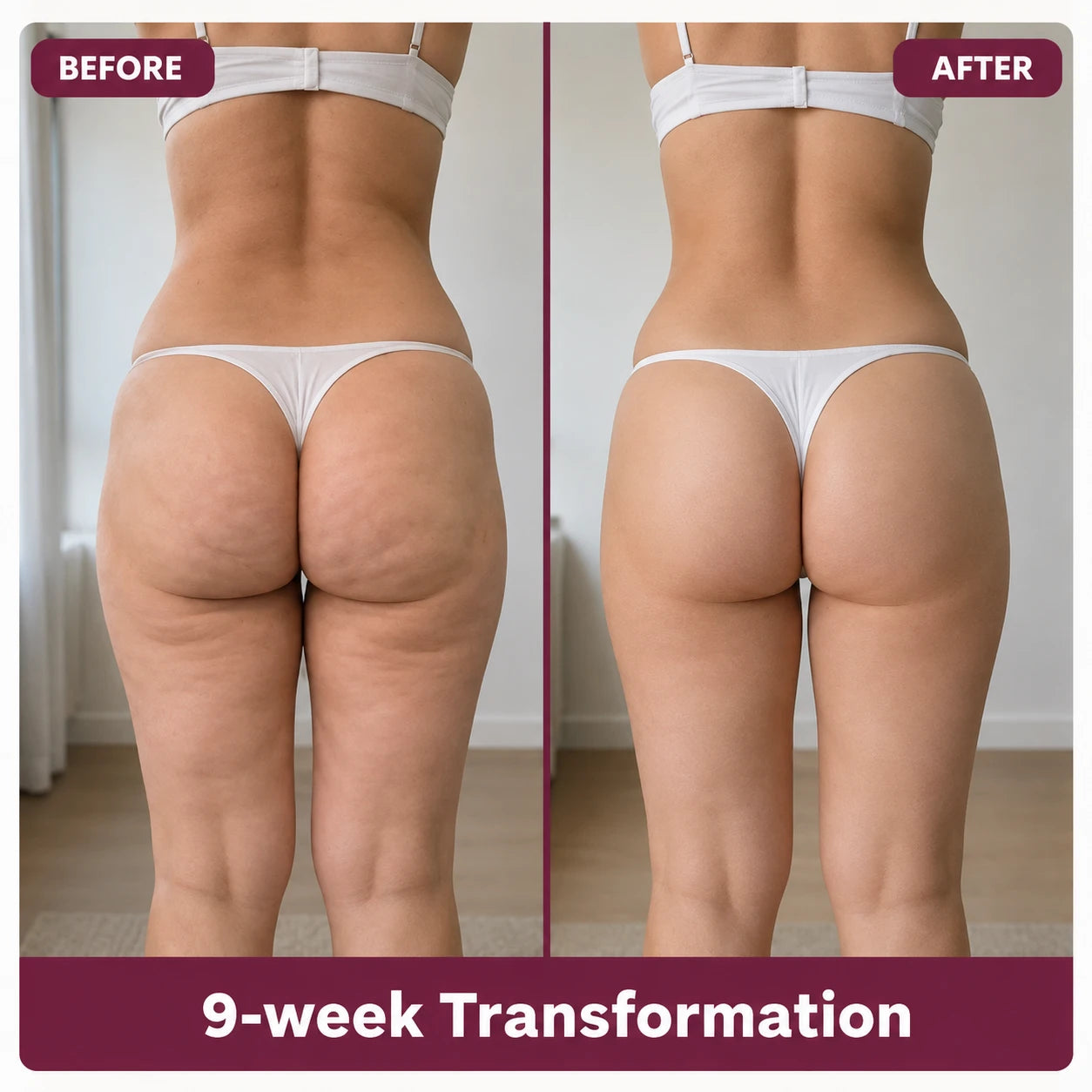 Before and after wearing the 3D Sculpting Leggings